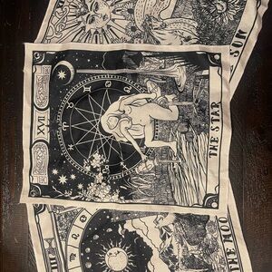 Mystical Tarot Wall Tapestry - Black and White